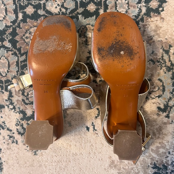 Robert Clergerie Gold Metallic Leather Strappy Sandals sz 38/US 7 - Picture 6 of 6